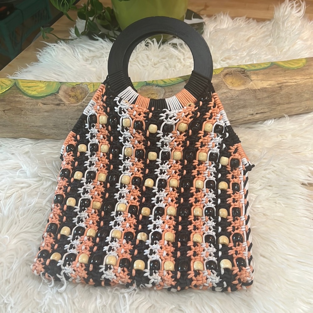 America and Beyond beaded woven bag
